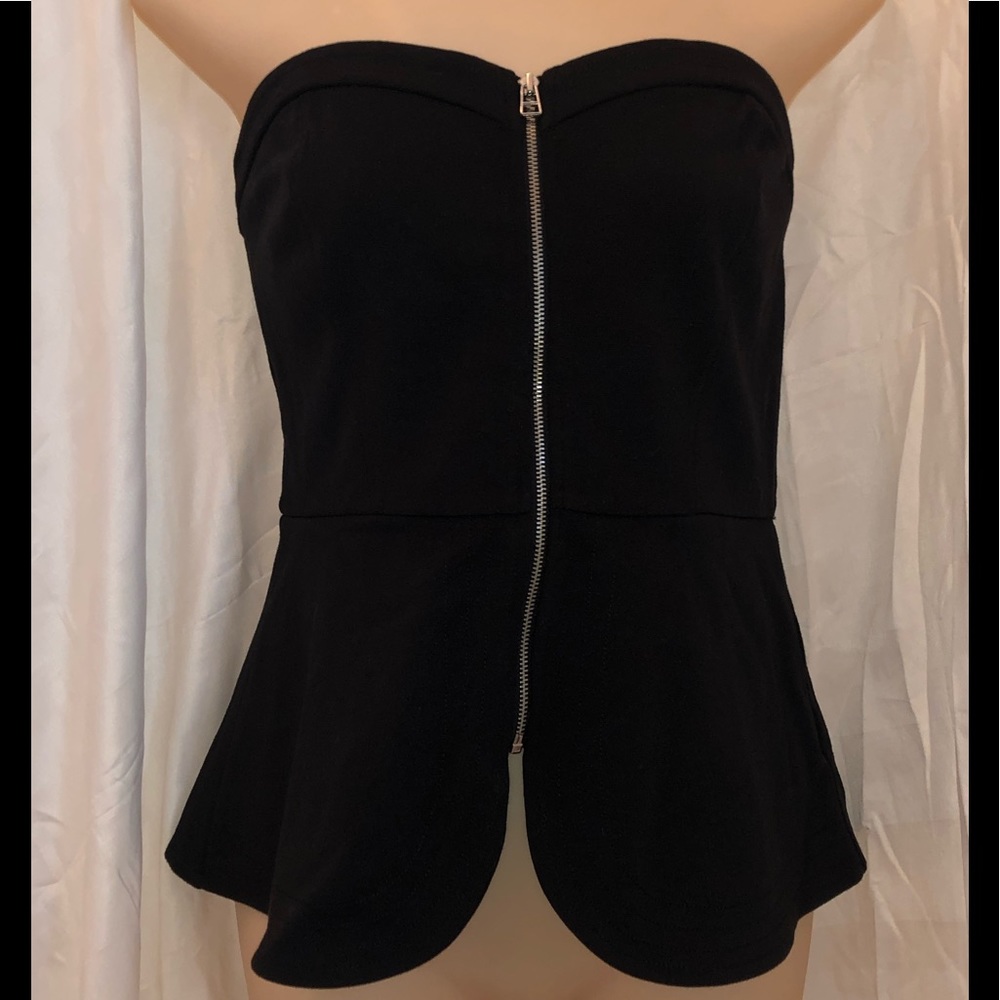 New York & Co. Strapless Zip Up Peplum Top